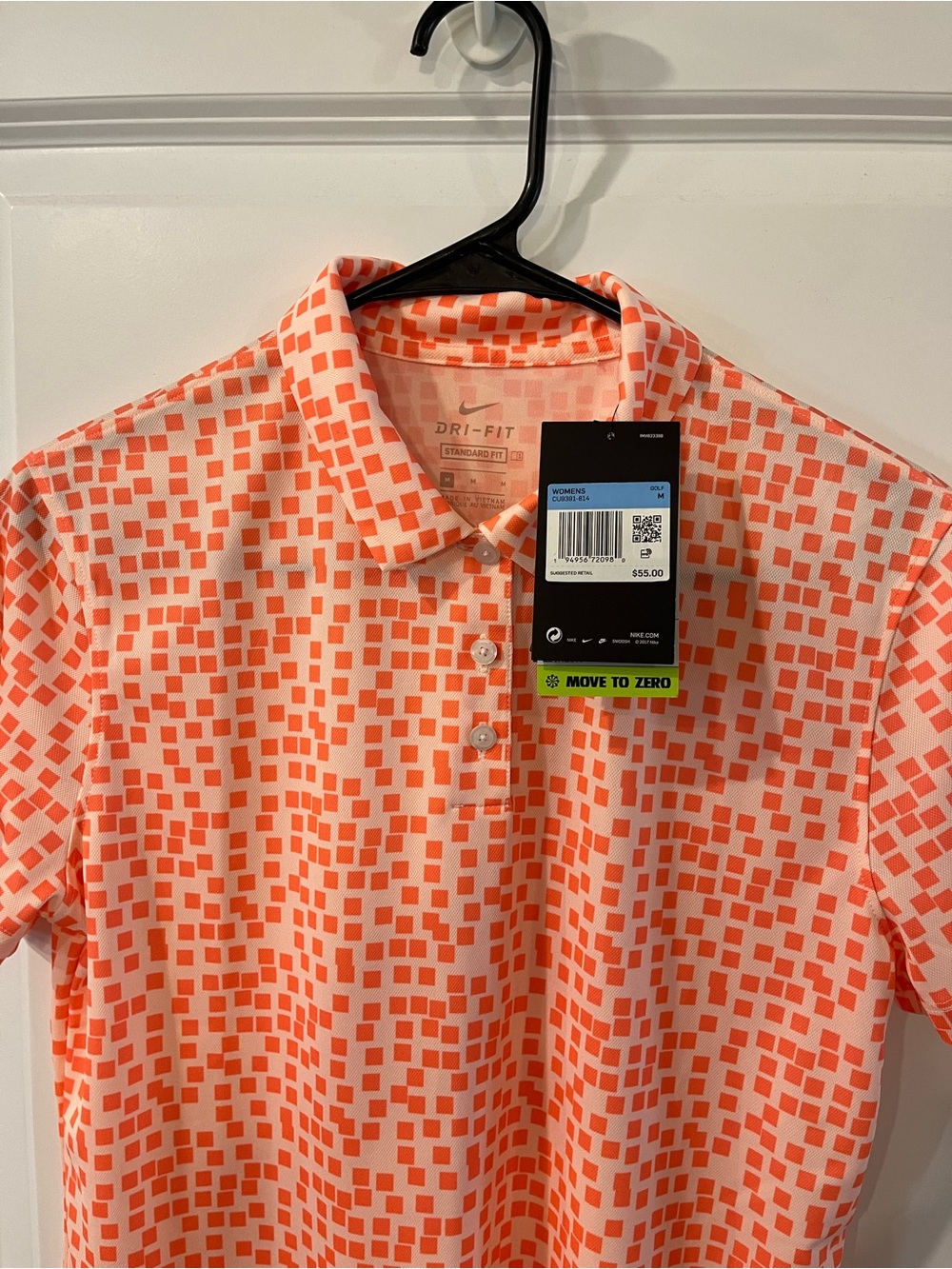 Nike Orange and White Geo Print Button-Down Polo - Women
